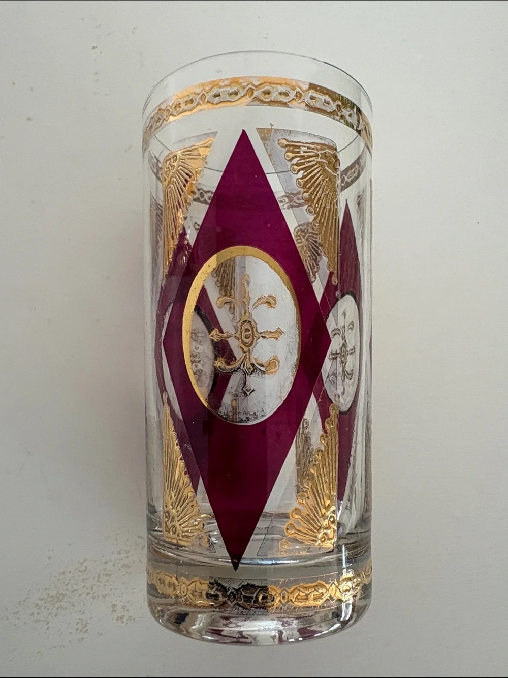CULVER MCM GOLD AND AMETHYST HIGHBALL GLASSES SET OF 2